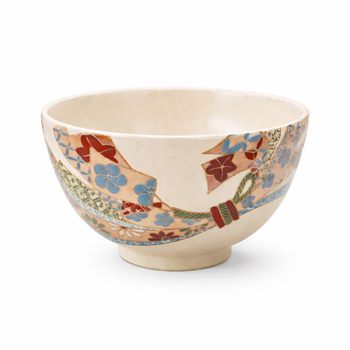 Floral Ribbon Ceramic Chawan